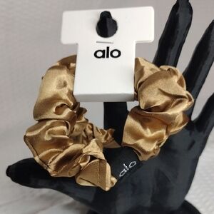 Fashion Yoga Satin Scrunchie in Metallic Gold Set Of 2